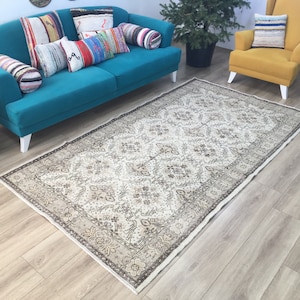 oriental rug, floor rug, turkish rug, vintage rug, oushak rug, bedroom rug, wool rug, farmhouse rug, bohemian rug, 4.9 x 8.8 ft, RK 490
