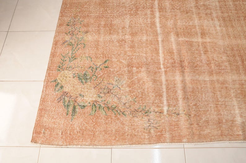 pink rug for bedroom, bohemian area rug, bohemian outdoor rug, vintage area rug, turkish antique rug, boho decor rug, 6.6 x 10.3 ft, RK 4922 image 10