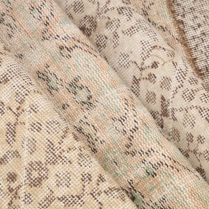 Neutral rug, Turkish vintage rug, Oushak area rug, Beige rug, Patchwork rug, Hallway rug, Entryway rug, Kitchen rug, 3x10.8 ft, RK 12563
