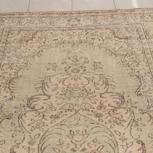 Earth tone rug, Neutral rug, Rug for living room, Wool handmade rug, Low pile rug, Modern rug, Boho decor rug, 6.1x9.4 ft, RK 13475