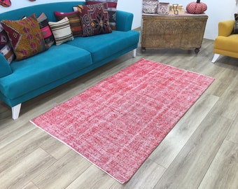 Roter Teppich, Vintage Teppich, Vintage Teppich, Wollteppich, Kurzflorteppich, Boho Teppich, Kurzflorteppich, 100 x 200 cm, RK 10892
