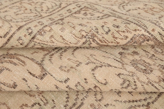 Earth tone rug, Neutral rug, Rug for living room, Wool handmade rug, Low pile rug, Modern rug, Boho decor rug, 6.1x9.4 ft, RK 13475