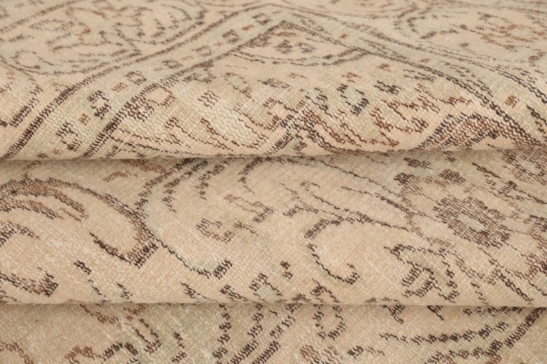 Earth tone rug, Neutral rug, Rug for living room, Wool handmade rug, Low pile rug, Modern rug, Boho decor rug, 6.1x9.4 ft, RK 13475