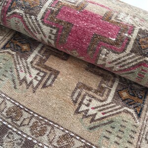 Multicolor rug, Bath mat aesthetic, Simple mat, Rug for kitchen, Turkish wool rug, Old rug, Bed beside rug, Vintage rug, 1.6x3.3 ft, RK13973 image 9