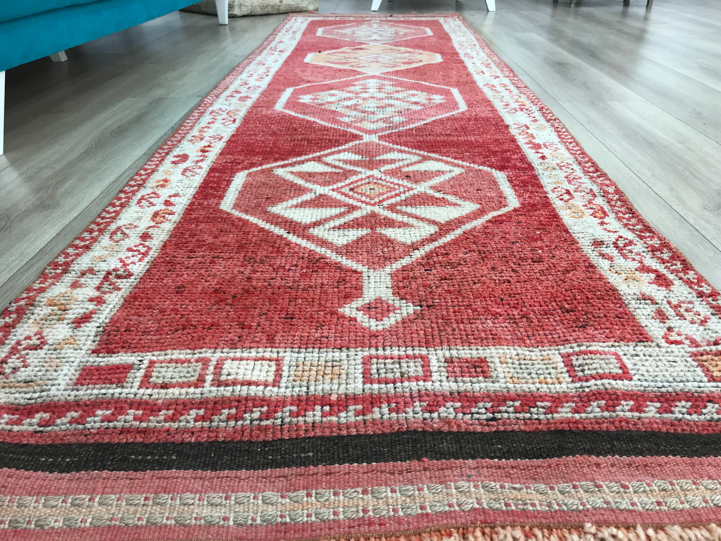 専用になりました　113×204 ViNTAGE TURKiSH RUG Turkish Rug Runner , Vintage Area Rug , 3.1 X 11 Ft