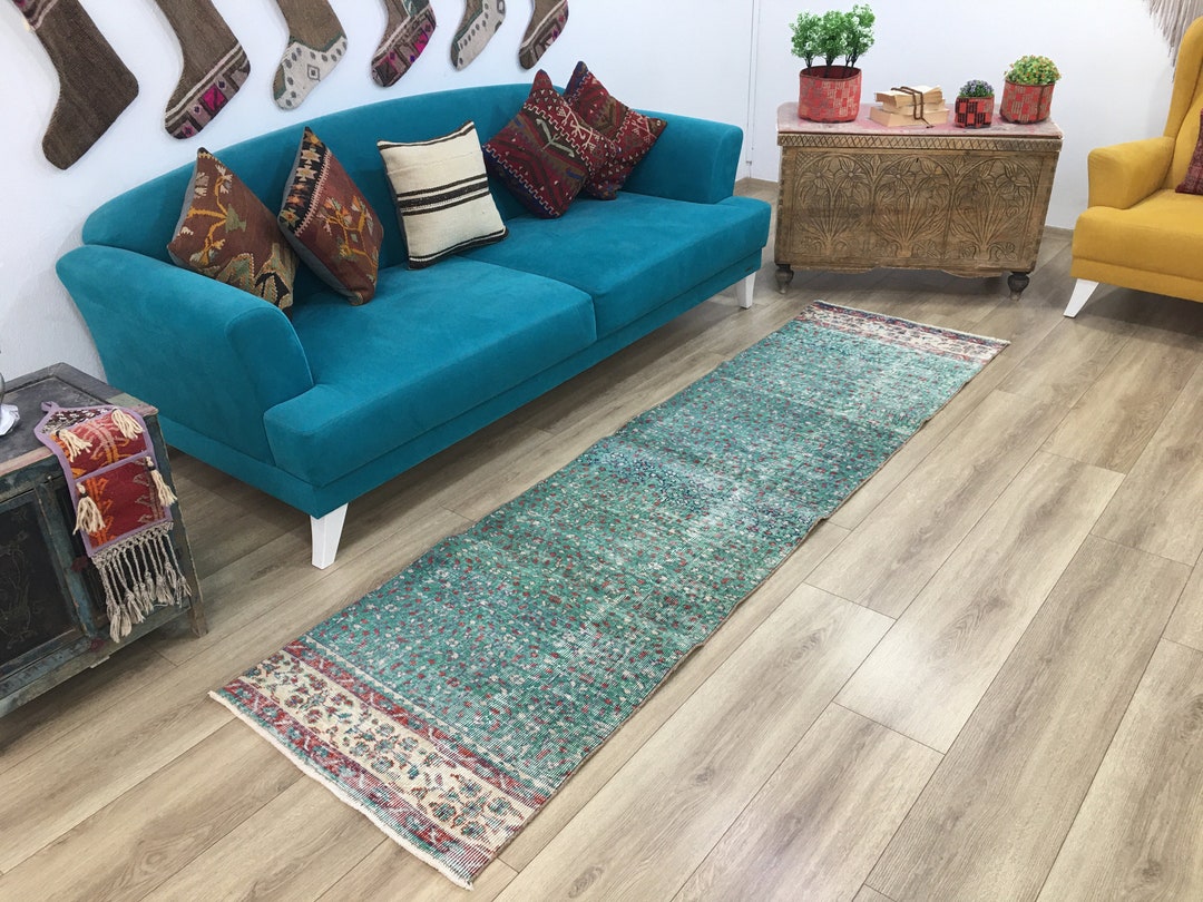 Green Rug Kitchen Rug Turkish Rug Vintage Rug Floral Rug Etsy