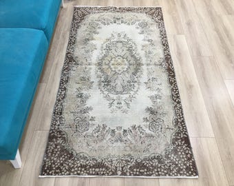 turkish rug, area rug, vintage rug, oushak rug, 3.6x7.1 feet, turkey rug, bohemian rug, living room rug, organic wool rug, RK 3903