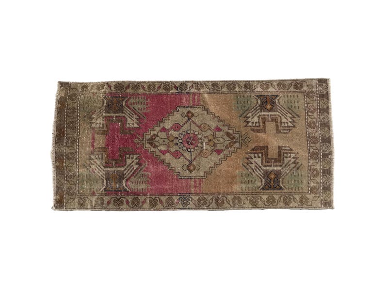 Multicolor rug, Bath mat aesthetic, Simple mat, Rug for kitchen, Turkish wool rug, Old rug, Bed beside rug, Vintage rug, 1.6x3.3 ft, RK13973 image 1