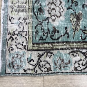 Light teal rug, Traditional rug, Turkish wool rug, Primitive rug, Rug for living room, Vintage rug, Gothic rug, 5.7 x 9.6 ft, RK 5924