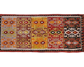 Antique kilim rug, Vintage turkish rug, Oushak kilim rug, Ethnic pattern rug, Old kilim rug, Boho decor kilim rug, 5.5 x 11.8 ft, RK 13499
