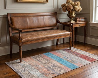 Muted Patchwork Runner Rug | 3x6.2 ft Entryway Kitchen Carpet | Recycled Turkish Wool