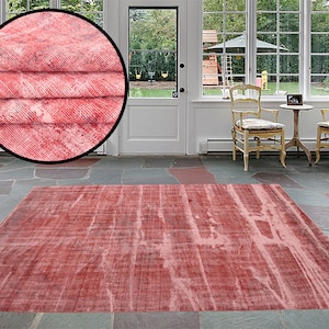 Antique rug, Handmade area rug, Retro rug, Worn looking rug, Red color rug, Turkish rug, Overdyed rug, Vintage rug, 5.8 x 11.4 ft, RK 12852
