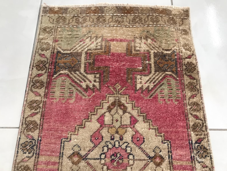 Multicolor rug, Bath mat aesthetic, Simple mat, Rug for kitchen, Turkish wool rug, Old rug, Bed beside rug, Vintage rug, 1.6x3.3 ft, RK13973 image 3
