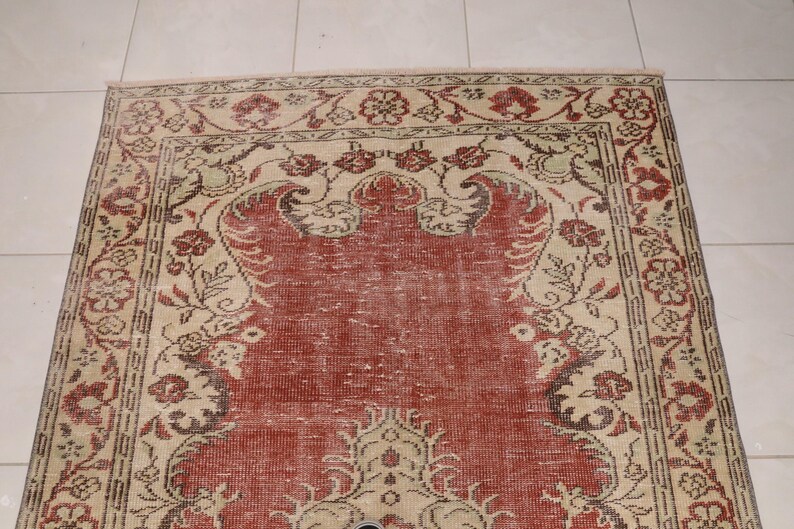 colorful rug, 70s rug, used rugs, boho area rug, kilim rug, vintage oushak rug, hand woven rug, large oushak rug, 4.7 x 8.3 ft RK 8809 image 5