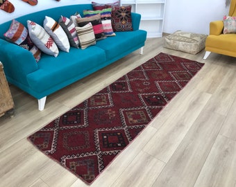 Antique rug, Turkish runner rug, Stair rug, Wool runner, Vintage rug, Oushak rug, Floor rug, Hallway rug, Nomadic rug, 2.6 x 8.7 ft RK 11615