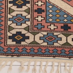 Antique turkish rug, Multicolor rug, Bordered rug, Primitive rug, Vintage area rug, Oushak wool rug, Retro rug, 4.3x6.2 ft, RK 13681