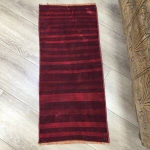 Kilim rug, Small turkish rug, Vintage rug, Bohemian rug, Carpet rug, 1.3x3 feet, Wool rug, Handmade rug, Front door rug, Boho rug, RK 10155 image 6