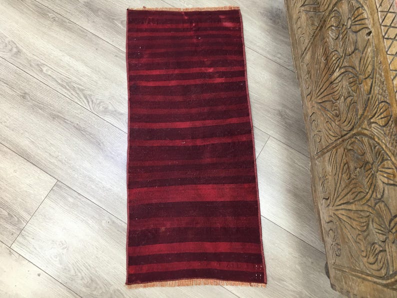 Kilim rug, Small turkish rug, Vintage rug, Bohemian rug, Carpet rug, 1.3x3 feet, Wool rug, Handmade rug, Front door rug, Boho rug, RK 10155 image 6