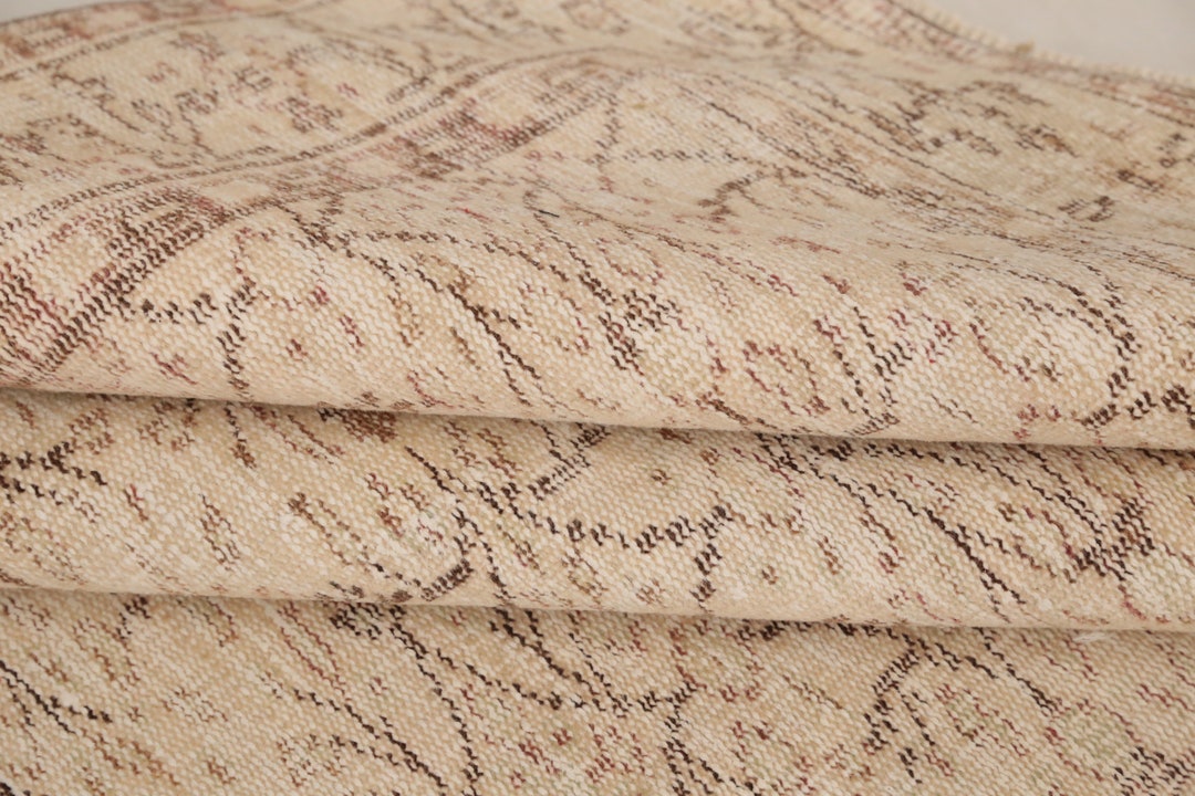 Neutral Turkish Rug, Handmade Area Rug, Rug for Living Room, Bedroom ...