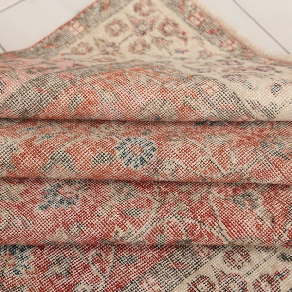 Oriental rug, Handmade area rug, Antique rug, Rugs for living room, Orange turkish rug, Oushak wool rug, Vintage rug, 5.5x9.2 ft, RK 13400