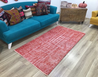 Area rug, Vintage rug, Oushak rug, Turkish rug, Bohemian rug, Living room rug, Handmade rug, Rustic rug, Boho rug, 3.4 x 6.7 feet, RK 10865
