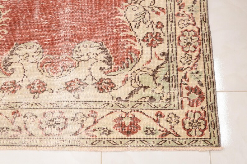 colorful rug, 70s rug, used rugs, boho area rug, kilim rug, vintage oushak rug, hand woven rug, large oushak rug, 4.7 x 8.3 ft RK 8809 image 9