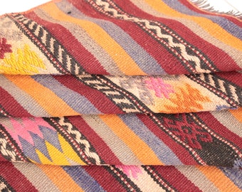 Oushak wool rug, Mudcloth rug, Textured rug, Embroidered rug, Ethnic rug, Vintage turkish rug, Handmade kilim rug, 5.7 x 8.9 ft, RK 12765