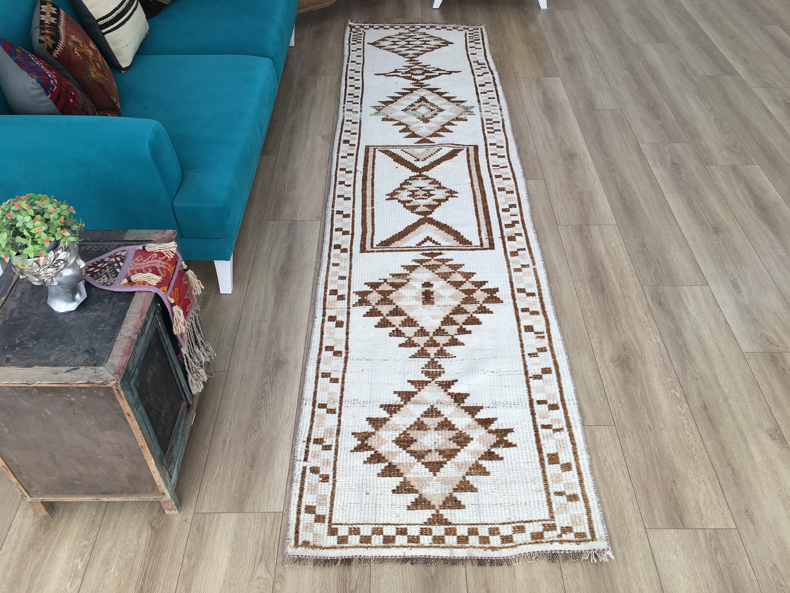 Corridor rug 3x 10.9 ft Oushak rug Turkish herki rug Antique rug Bohemian rug Floor rug RK 9572 Kitchen rug Wool rug Vintage rug