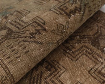 Brown luxury rug, Elegant decor rug, Small vintage rug, Village wineroom rug, Cultural ethnic rug, Bohemian decor rug, 1.6 x 3.7 ft RK 12963