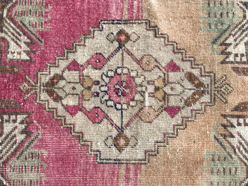 Multicolor rug, Bath mat aesthetic, Simple mat, Rug for kitchen, Turkish wool rug, Old rug, Bed beside rug, Vintage rug, 1.6x3.3 ft, RK13973 image 2