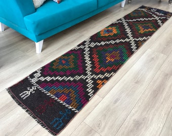 ランナーキリムラグ、ヴィンテージトルコラグ、ロングサイズラグ、廊下