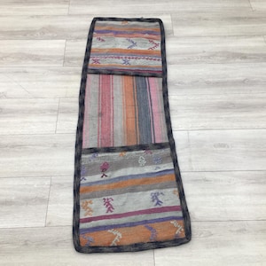 Vintage saddle pad, Hanging saddle pocket, Woven saddle bag, Kilim saddle bag, Turkish rug, Horse saddle purse, 1.6x4.9 ft, RK 14282
