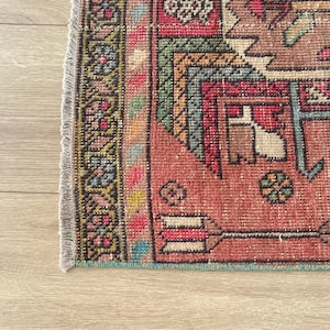 Alfombra vintage hecha a mano, alfombra turca tipo pasillo, alfombras para pasillo, alfombra a medida, alfombra anudada a mano, alfombra única, 2,4 x 12,2 pies, RK 9174 imagen 8