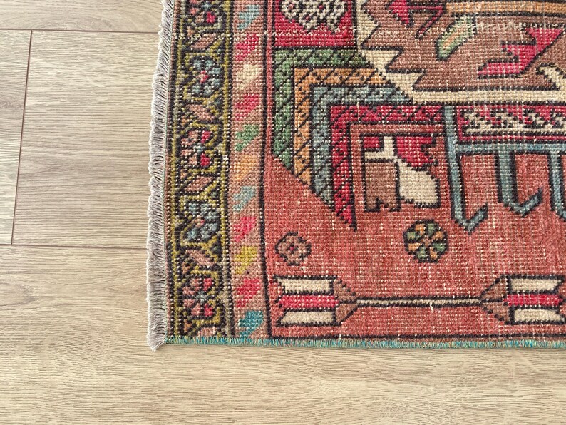 Alfombra vintage hecha a mano, alfombra turca tipo pasillo, alfombras para pasillo, alfombra a medida, alfombra anudada a mano, alfombra única, 2,4 x 12,2 pies, RK 9174 imagen 8