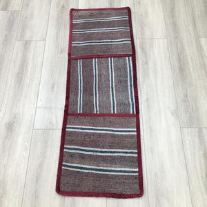 Kilim saddlebag, Vintage turkish rug, Striped rug, Organizer bag, Handwoven bag, Sofa caddy, Organic wool rug, 1.6x4.9 ft, RK 14138