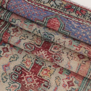 Stair treads rug, Awesome rug, Retro rug, Turkish rug, Corridor rug, Hand knotted rug, Vintage rug, Oushak runner rug, 3.1x9.4 ft, RK 13821