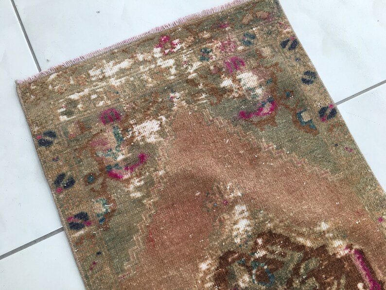 Sage Green Rug, Turkish Motif Rug, Vintage Rug, Stale Rug, Pet Friendly Rug, Durable Rug, Handwoven Rug , 1.7 x 3.7 Ft Boho Rug, RK 13340