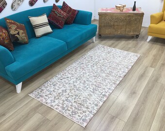 Floral rug, Turkish rug, Vintage rug, Muted rug, Oushak rug, Wool rug, Saloon rug, Decorative rug, Livingroom rug, 3.1x6.3 ft RK 9864