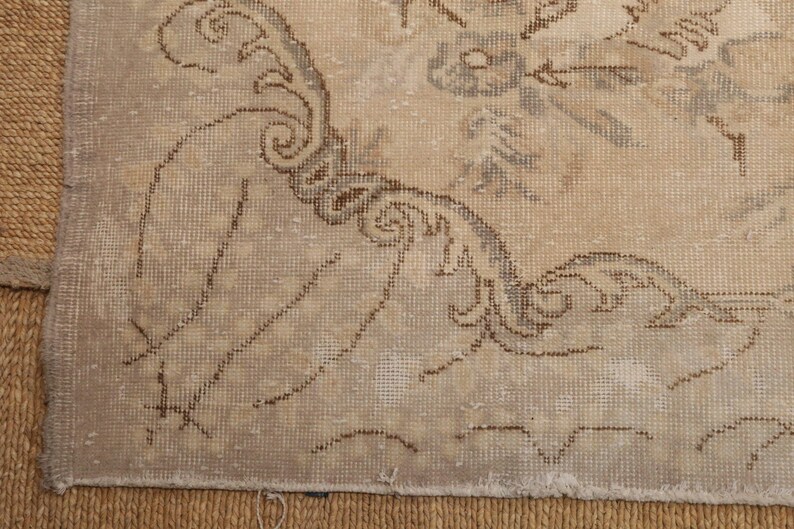 Alfombra neutra, alfombra en tonos tierra, alfombra hecha a mano, alfombra para sala de estar, alfombra anudada a mano, alfombra antigua, alfombra de lana, alfombra para dormitorio, 6.4 x 9.9 pies, RK 12401 imagen 11