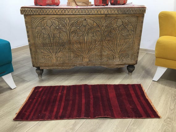 Kilim rug, Small turkish rug, Vintage rug, Bohemian rug, Carpet rug, 1.3x3 feet, Wool rug, Handmade rug, Front door rug, Boho rug, RK 10155