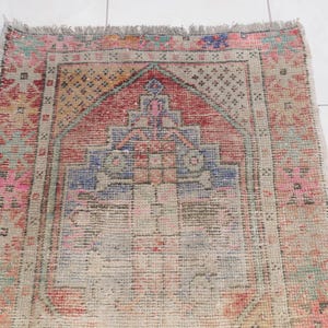 Handmade rug, Entrance rug, Tribal rug, Vintage wool rug, Turkish area rug, Faded rug, Floor rug, Authentic rug, 2.8x8.0 ft, RK 13724