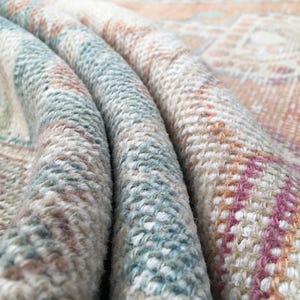 Coral Oushak Rug | 4.4x7.3 ft Living Room | Distressed Vintage Anatolian Wool image 7