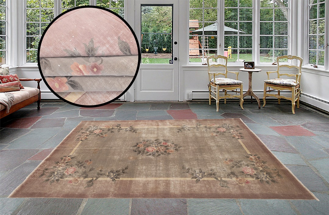 Gray Floral Rug Vintage Rug Area Rug Turkish Rug Oushak Etsy UK