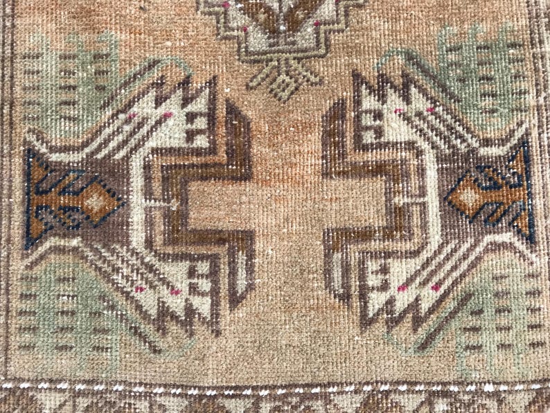 Multicolor rug, Bath mat aesthetic, Simple mat, Rug for kitchen, Turkish wool rug, Old rug, Bed beside rug, Vintage rug, 1.6x3.3 ft, RK13973 image 7