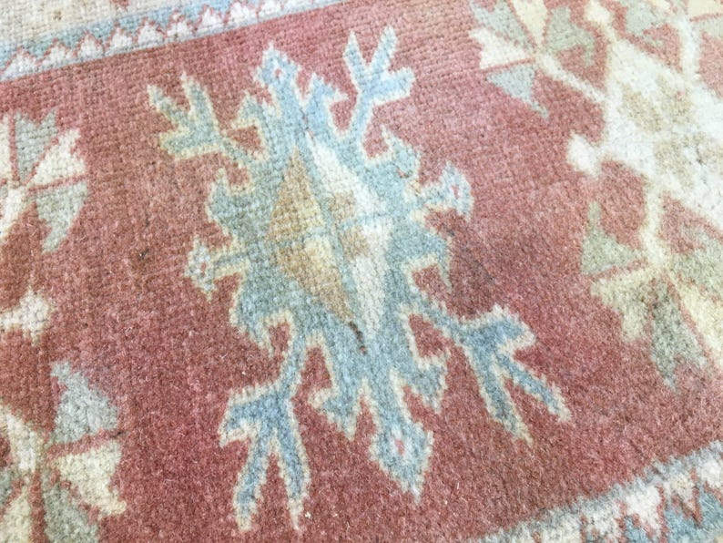 Terracotta Medallion Rug | 3.9x6.2 ft Bedroom | Faded Vintage Oushak Carpet image 6