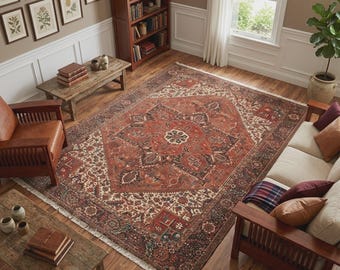 Hand-Knotted Vintage Turkish Oushak Rug | Large Area Rug (9.5 x 12.5 ft) | RK 12510
