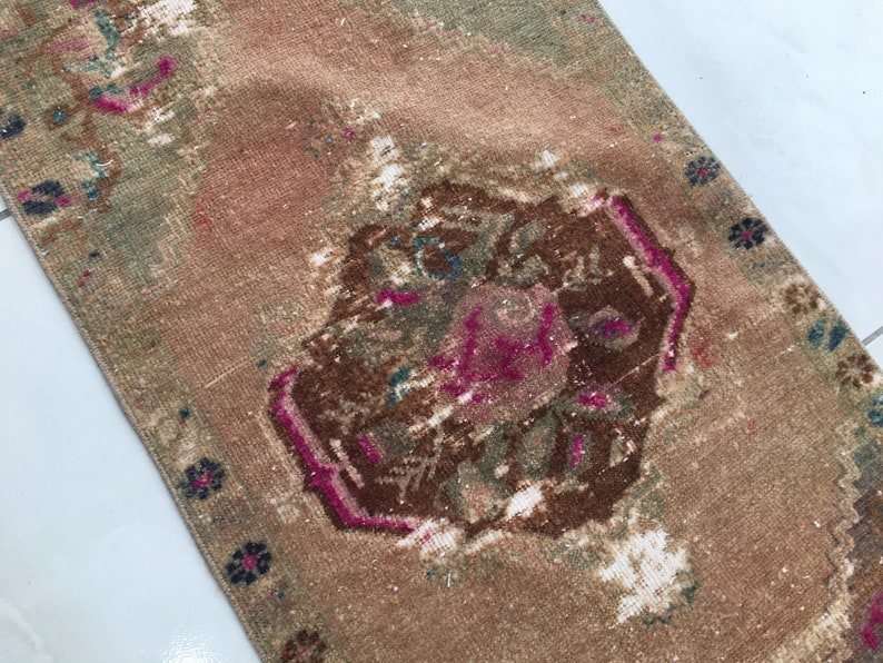Sage Green Rug, Turkish Motif Rug, Vintage Rug, Stale Rug, Pet Friendly Rug, Durable Rug, Handwoven Rug , 1.7 x 3.7 Ft Boho Rug, RK 13340