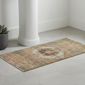 ボヘミアンパッチワークラグ、パステルカラーのトルコラグ、花柄