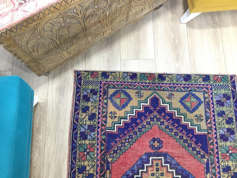 Dywan boho, Dywan vintage boho, Dywan eklektyczny boho, Kolorowy dywan boho, Dywan plemienny boho, 3,6 x 10,7 stopy, RK 7160 zdjęcie 7