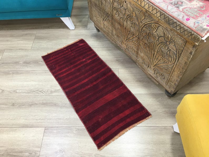 Kilim rug, Small turkish rug, Vintage rug, Bohemian rug, Carpet rug, 1.3x3 feet, Wool rug, Handmade rug, Front door rug, Boho rug, RK 10155 image 5